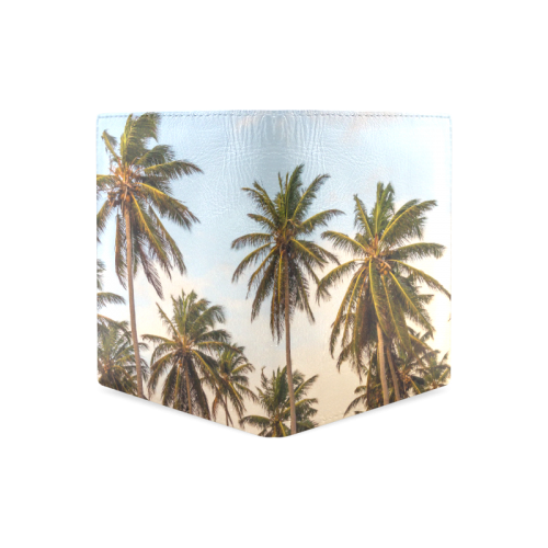 Chilling Tropical Palm Trees Blue Sky Scene Men's Leather Wallet (Model 1612)