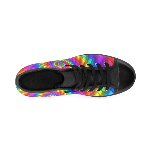 Psychedelic Rainbow Spiral Fractal Men’s Classic High Top Canvas Shoes /Large Size (Model 017)