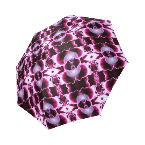 Purple White Flower Abstract Pattern Foldable Umbrella (Model U01)