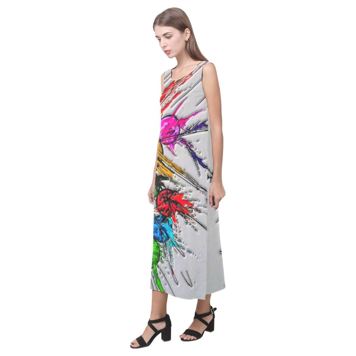 Plash (Original Paint) by Nico Bielow Phaedra Sleeveless Open Fork Long Dress (Model D08)