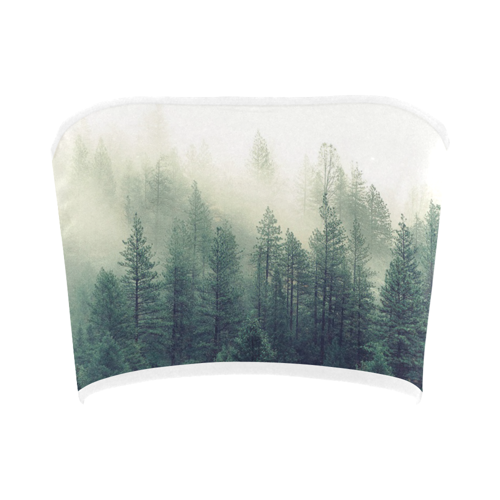 Calming Green Nature Forest Scene Misty Foggy Bandeau Top