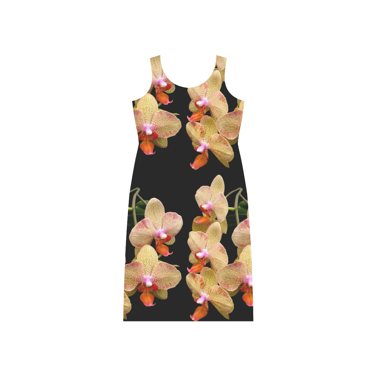 Flowers: Tropical Orange,Yellow & Pink Orchids Phaedra Sleeveless Open ...