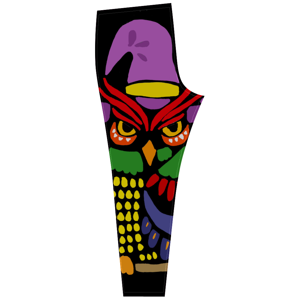 Colorful Owl Wizard Abstract Cassandra Women's Leggings (Model L01)