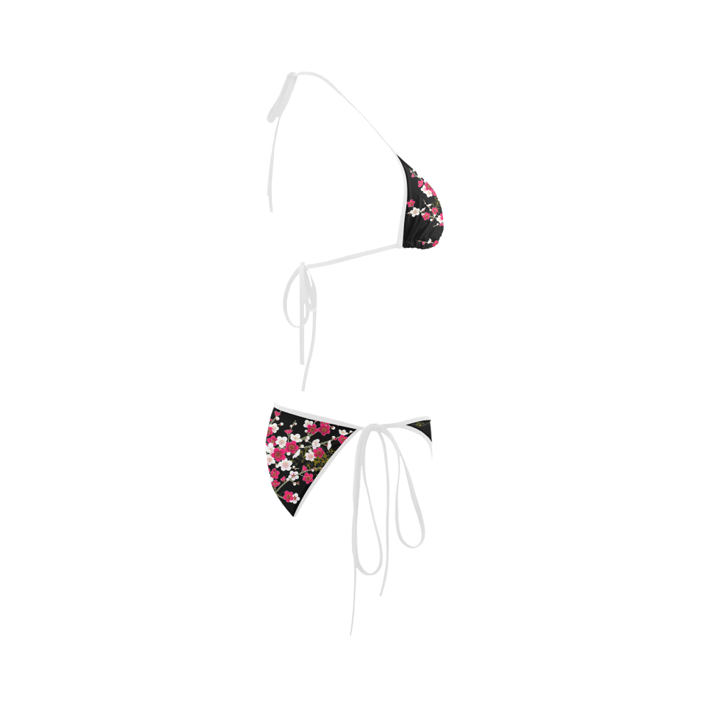 Pink White Sakura Floral Custom Bikini Swimsuit | ID: D626988