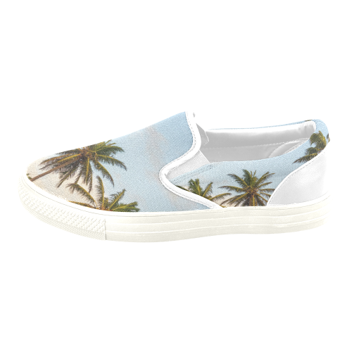 Chilling Tropical Palm Trees Blue Sky Scene Men's Slip-on Canvas Shoes (Model 019)