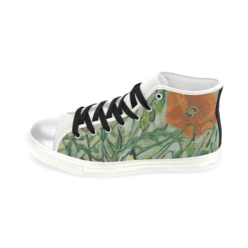 Van Gogh Poppies Butterflies Nature Women's Classic High Top Canvas Shoes (Model 017)