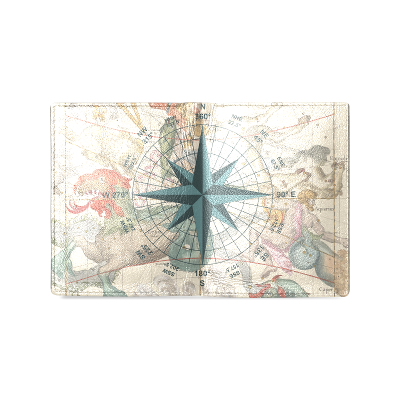 Compass, Cetus, Aries, Andromeda Men's Leather Wallet (Model 1612)