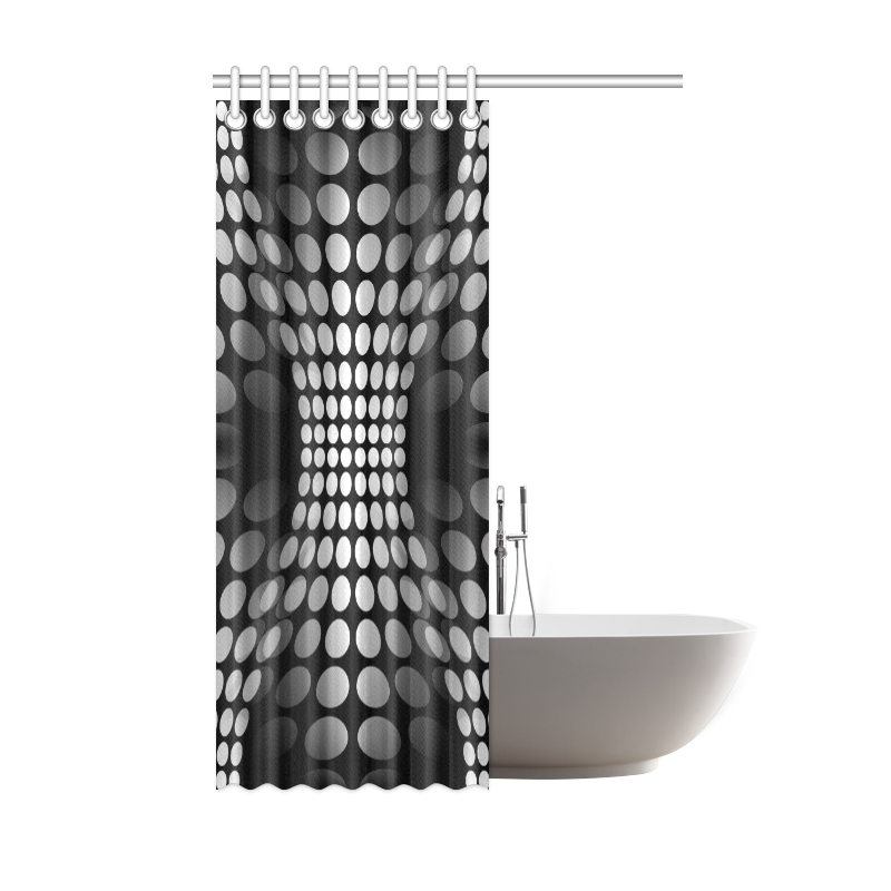 Abstract Dots HOURGLASS black grey white Shower Curtain 48"x72"