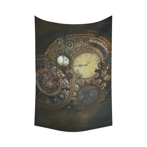 Painting Steampunk clocks and gears Cotton Linen Wall Tapestry 60"x 90"