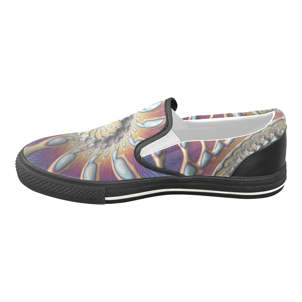 Iridescent Spiral Women's Unusual Slip-on Canvas Shoes (Model 019)