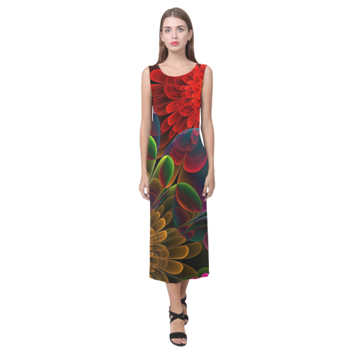 Fractal Bouquet Phaedra Sleeveless Open Fork Long Dress (Model D08)