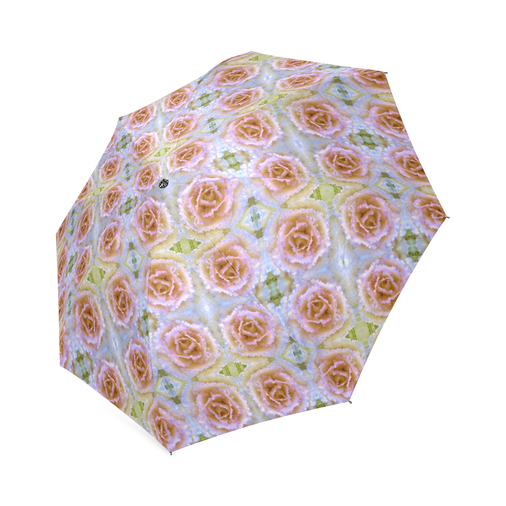 Pink Light Blue Pastel Flowers Foldable Umbrella (Model U01)