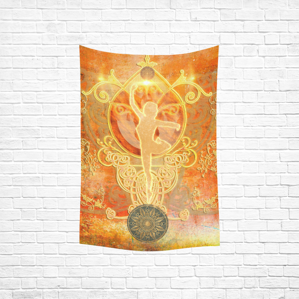 The ballet dancer  in yellow and red Cotton Linen Wall Tapestry 40"x 60"