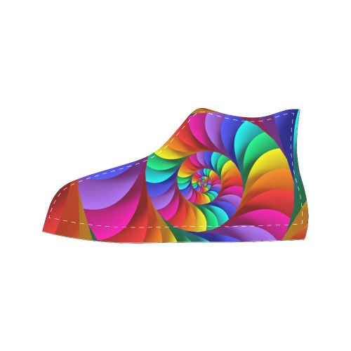 Psychedelic Rainbow Spiral Fractal Men’s Classic High Top Canvas Shoes /Large Size (Model 017)