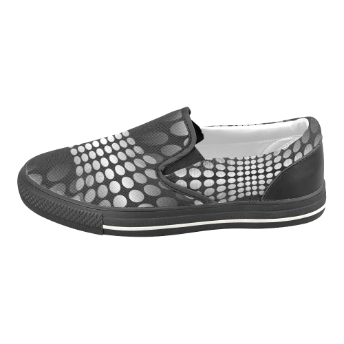 Abstract Dots HOURGLASS black grey white Men's Unusual Slip-on Canvas Shoes (Model 019)