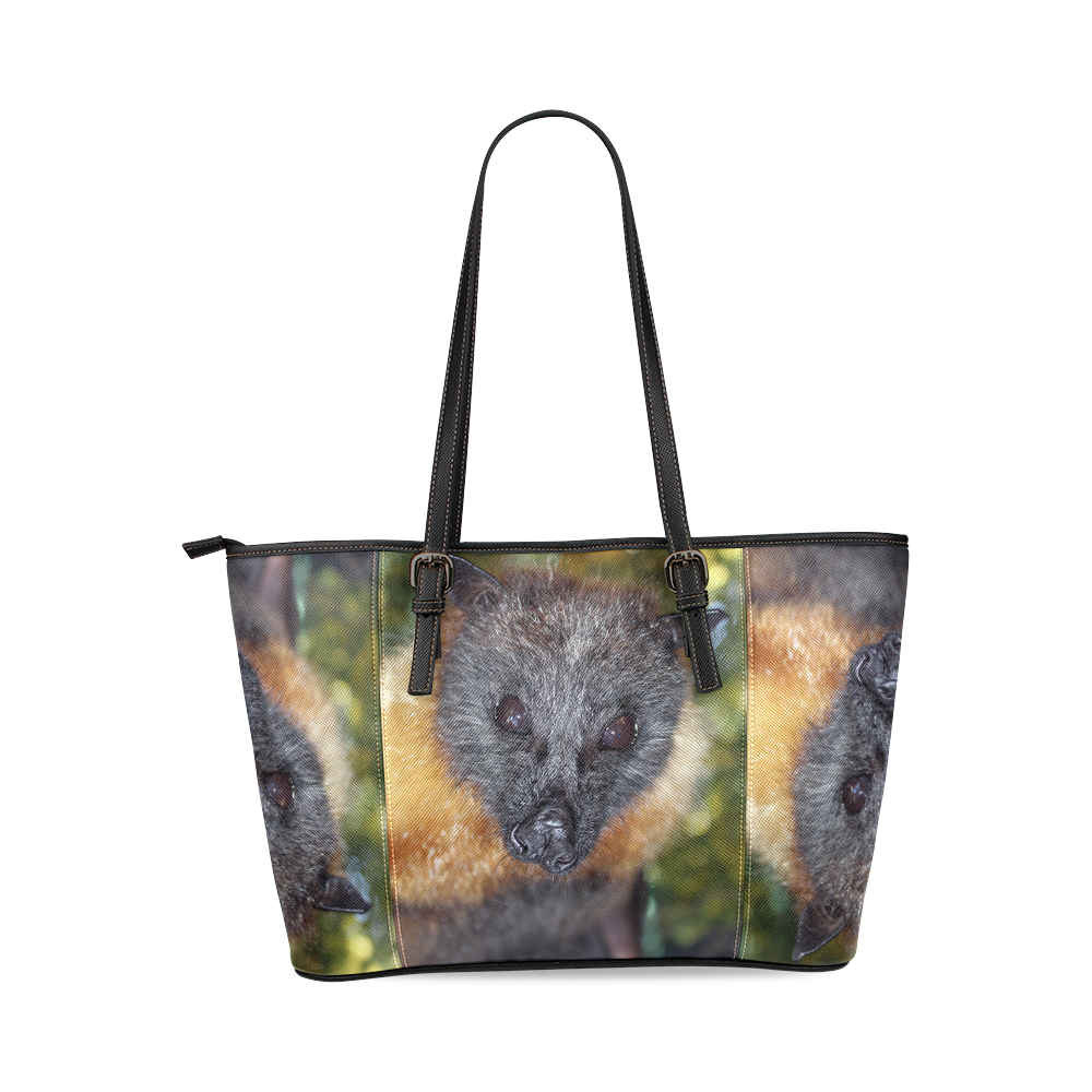 Walter the flying fox Tote bag Leather Tote Bag/Large (Model 1640)