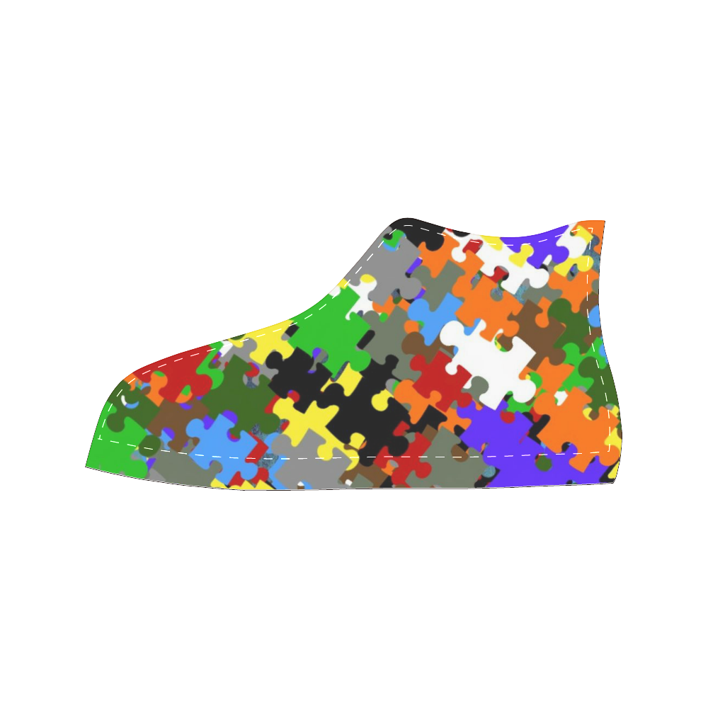Puzzle Fun 2 Men’s Classic High Top Canvas Shoes /Large Size (Model 017)