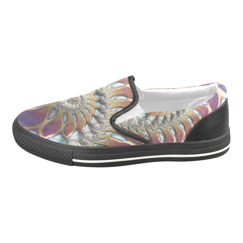 Iridescent Spiral Women's Unusual Slip-on Canvas Shoes (Model 019)