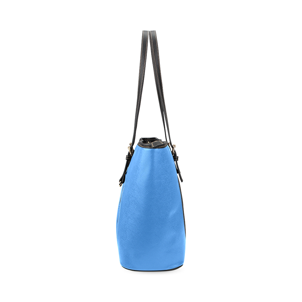 Crazy Bat Lady Blue Tote Leather Tote Bag/Large (Model 1640)