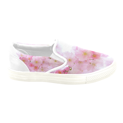 Beautiful Pink Japanese Cherry Tree Blossom Women's Unusual Slip-on Canvas Shoes (Model 019)