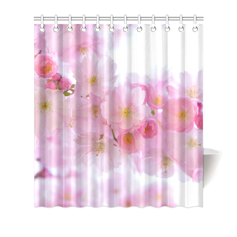 Beautiful Pink Japanese Cherry Tree Blossom Shower Curtain 66"x72"