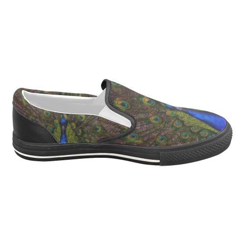 Awesome Peacock Women's Unusual Slip-on Canvas Shoes (Model 019)