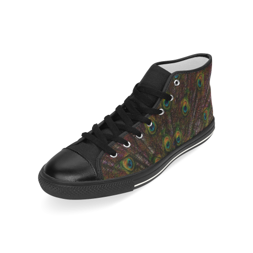 Awesome Peacock Men’s Classic High Top Canvas Shoes (Model 017)