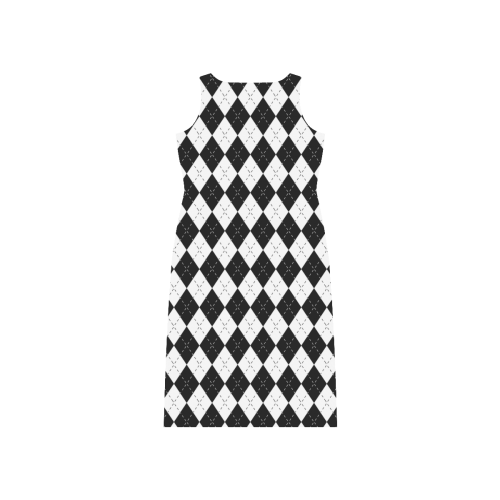 Black and White Harlequin Phaedra Sleeveless Open Fork Long Dress (Model D08)