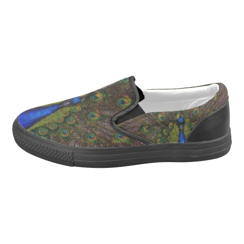 Awesome Peacock Men's Unusual Slip-on Canvas Shoes (Model 019)