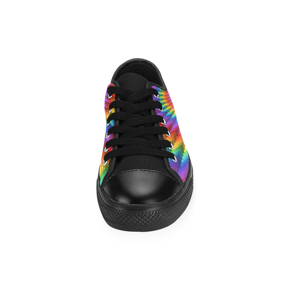 Psychedelic Rainbow Spiral Fractal Men's Classic Canvas Shoes/Large Size (Model 018)