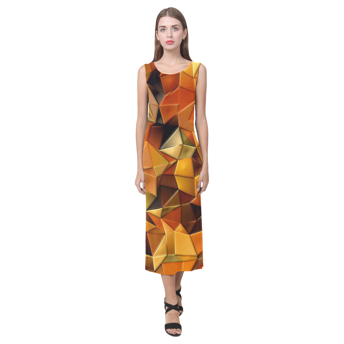 Autumn Time Colors by Nico Bielow Phaedra Sleeveless Open Fork Long Dress (Model D08)