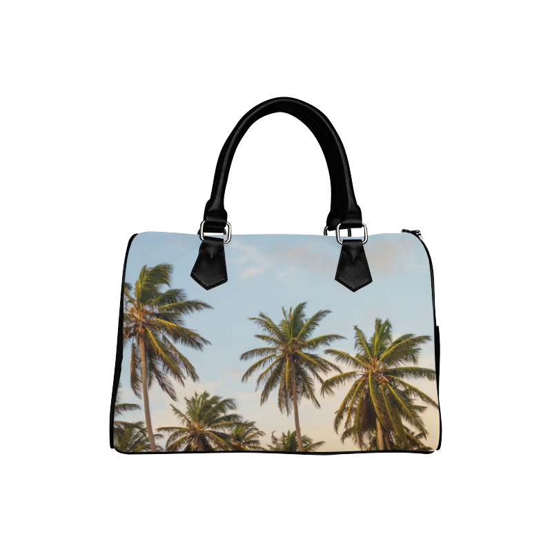 Chilling Tropical Palm Trees Blue Sky Scene Boston Handbag (Model 1621)