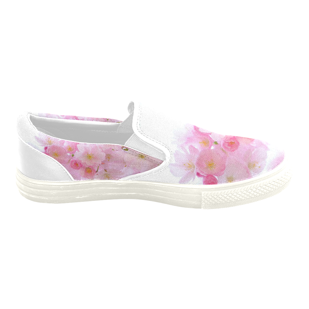 Beautiful Pink Japanese Cherry Tree Blossom Women's Unusual Slip-on Canvas Shoes (Model 019)