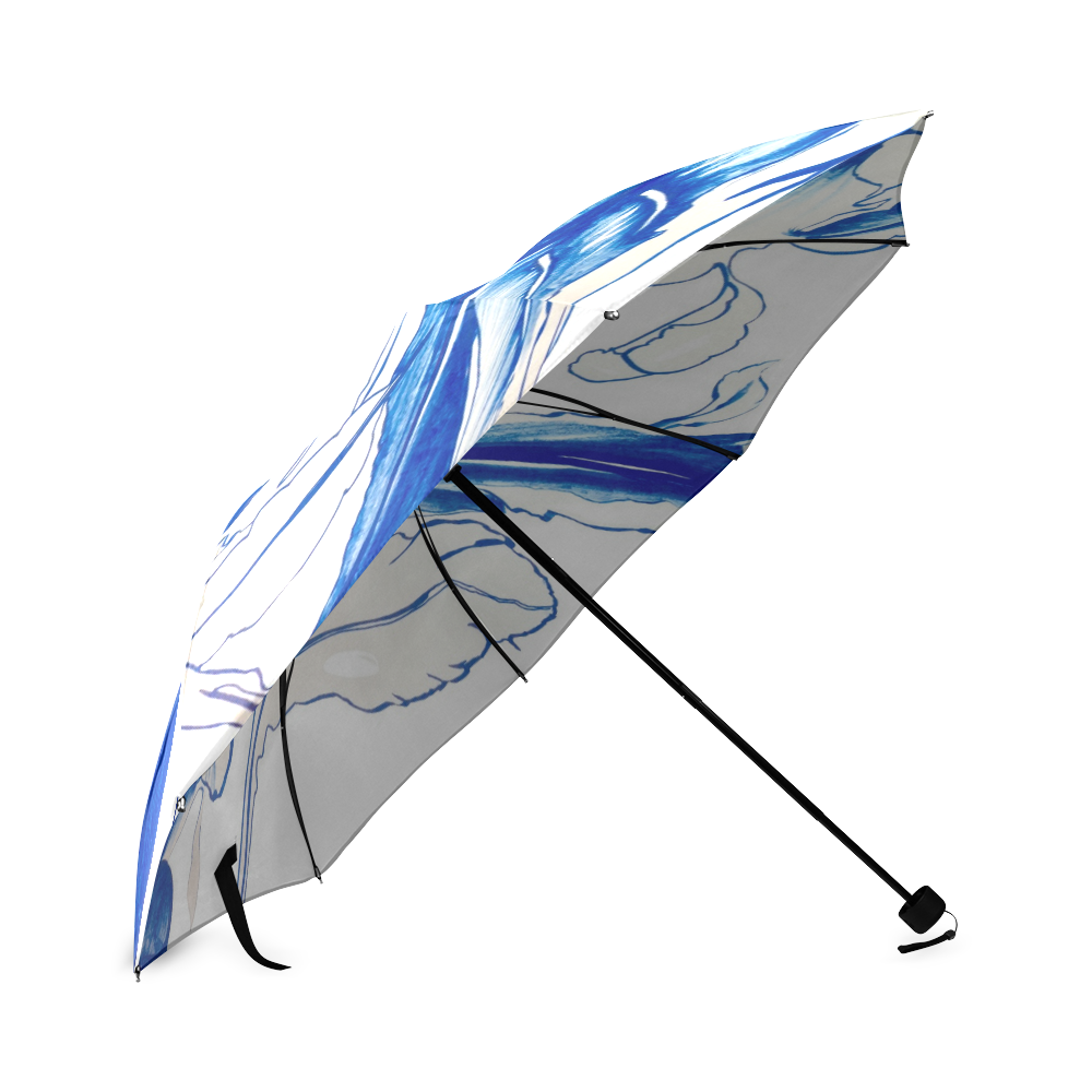 Blue Succulent White Foldable Umbrella (Model U01)