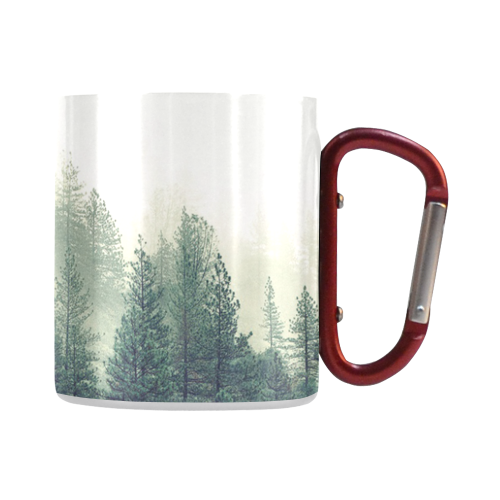 Calming Green Nature Forest Scene Misty Foggy Classic Insulated Mug(10.3OZ)