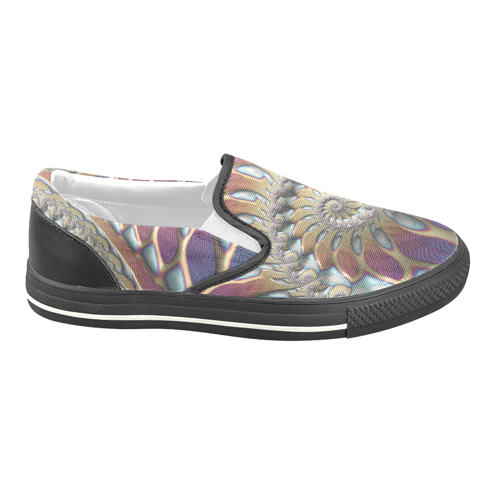 Iridescent Spiral Women's Unusual Slip-on Canvas Shoes (Model 019)