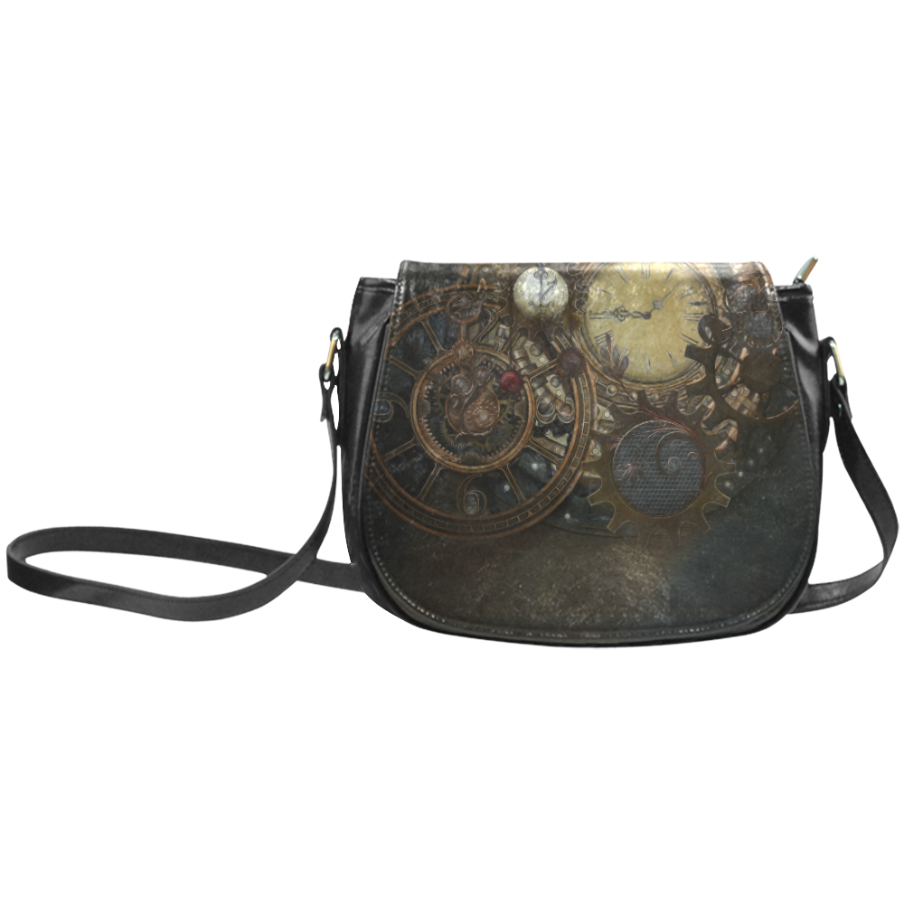 Painting Steampunk clocks and gears Classic Saddle Bag/Small (Model 1648)
