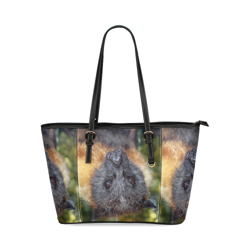 Walter the flying fox Tote bag Leather Tote Bag/Large (Model 1640)