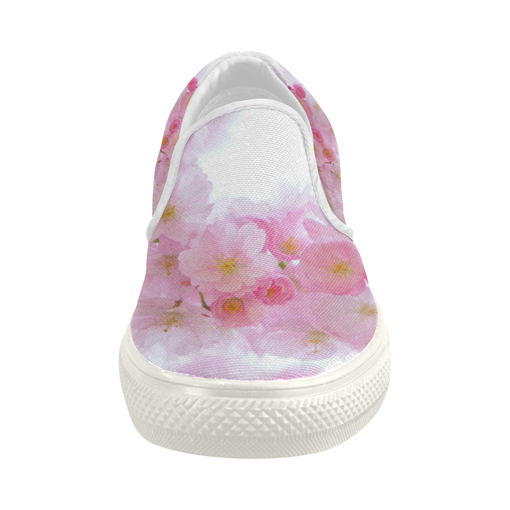 Beautiful Pink Japanese Cherry Tree Blossom Women's Slip-on Canvas Shoes (Model 019)