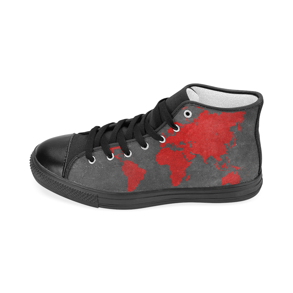 world map 24 Men’s Classic High Top Canvas Shoes (Model 017)