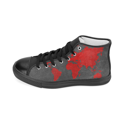 world map 24 Men’s Classic High Top Canvas Shoes (Model 017)