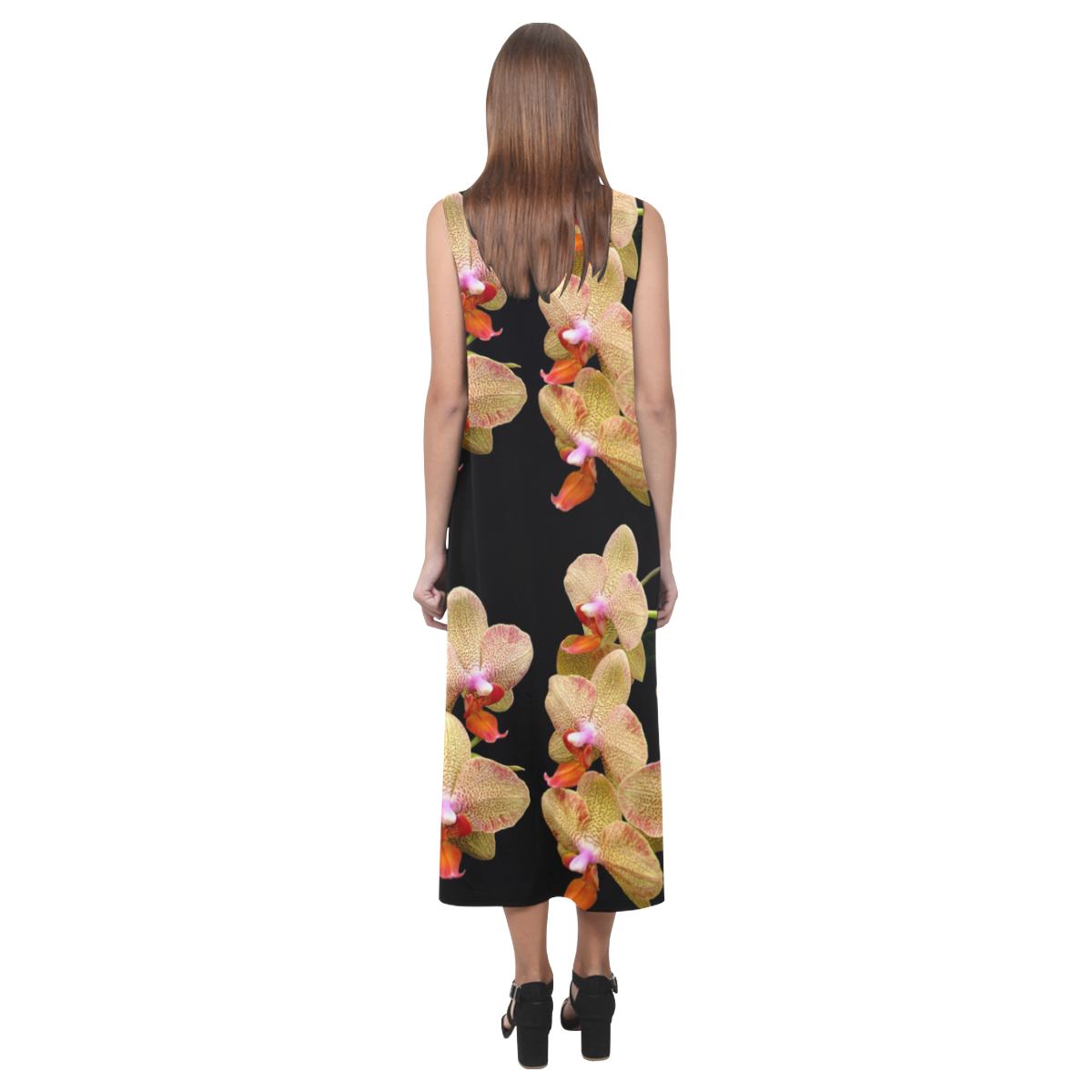 Flowers: Tropical Orange,Yellow & Pink Orchids Phaedra Sleeveless Open ...