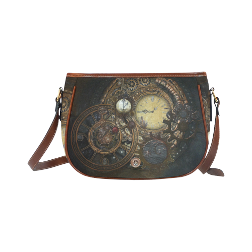 Painting Steampunk clocks and gears Saddle Bag/Large (Model 1649)