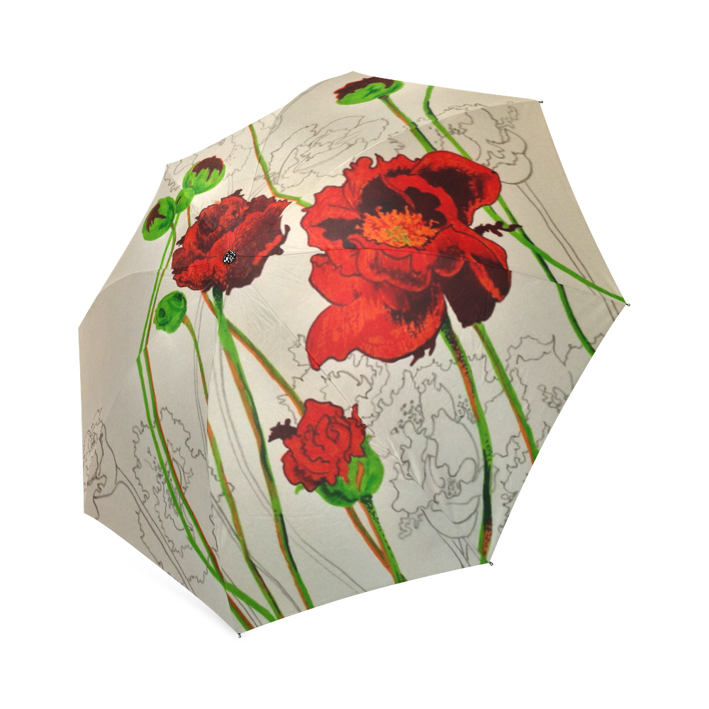 Red Peonies Foldable Umbrella (Model U01)