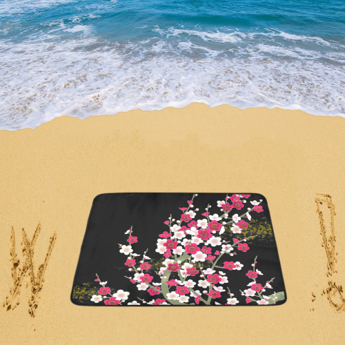 Pink White Sakura Floral Beach Mat 78"x 60"