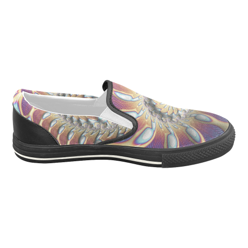 Iridescent Spiral Women's Unusual Slip-on Canvas Shoes (Model 019)