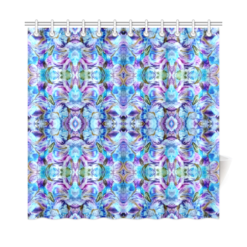 Elegant Turquoise Blue Flower Pattern Shower Curtain 72"x72"