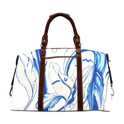 Blue Succulent White Classic Travel Bag (Model 1643)