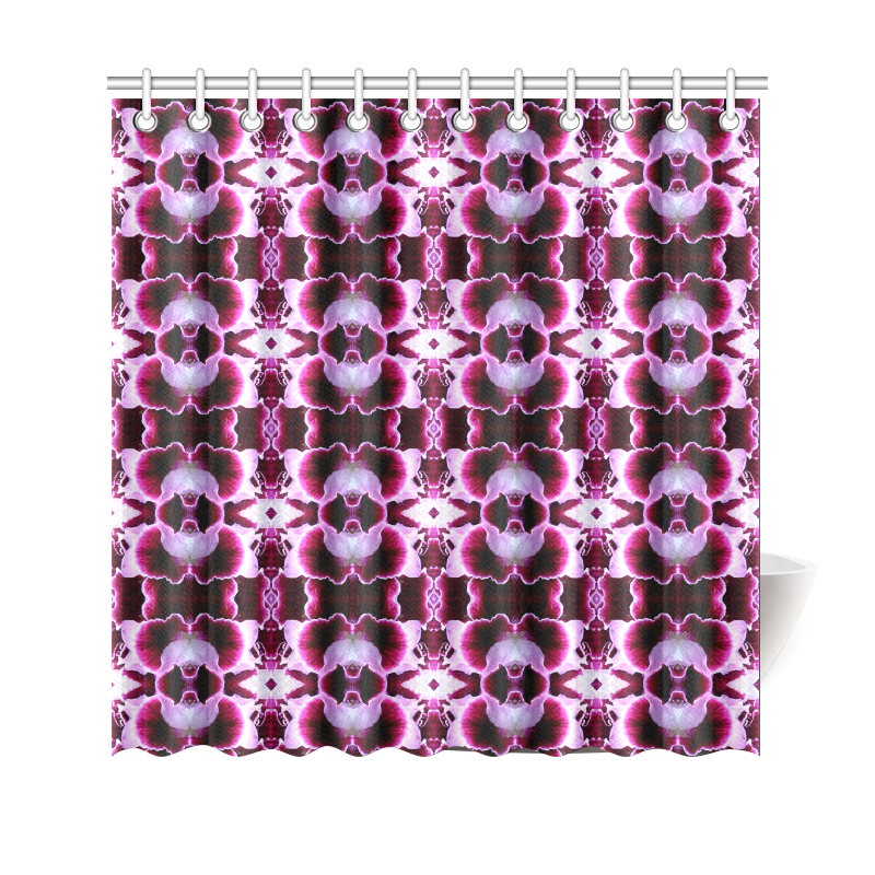 Purple White Flower Abstract Pattern Shower Curtain 69"x70"
