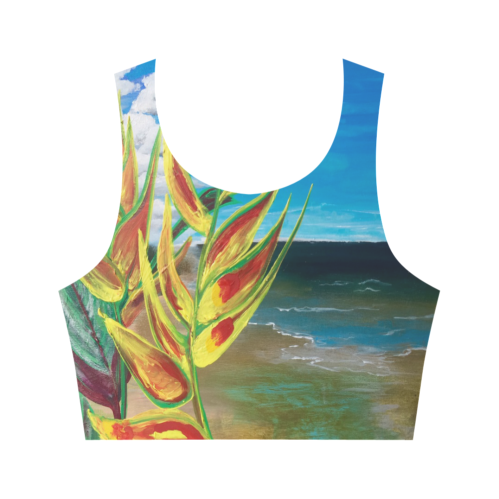 Heliconia Tropical Parrot Plant Take me There Women's Crop Top (Model T42)